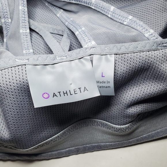 Athleta Transcendence Sports Bra Gray White Striped Women's L - Picture 7 of 8